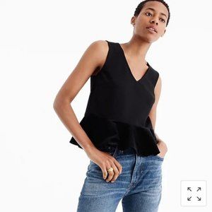 J Crew Velvet Peplum Top NWT Black